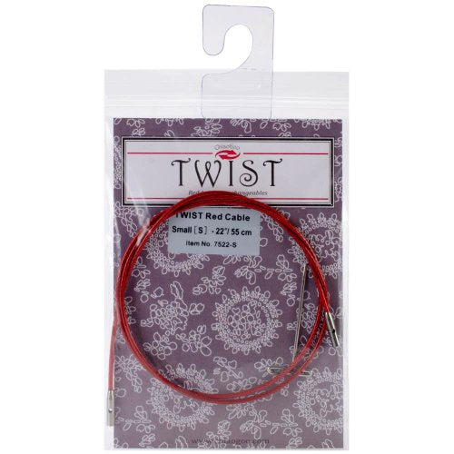 ChiaoGoo Cable 22 inch (55cm) with Key for Twist Red Lace Interchangeable Small Knitting Needle Set 7522-S