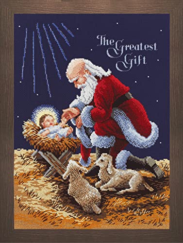 Janlynn Counted Cross Stitch Kit, Kneeling Santa Navy