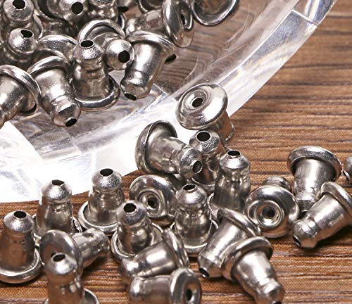 Shapenty 50PCS/25Pairs Stainless Steel Earnuts Clutches Earring Safety Backs Stopper Replacements Earring Backing Jewelry Making Findings (4.5 x 5 MM)