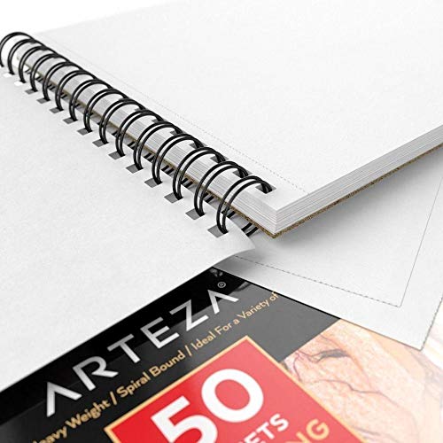 Arteza Drawing Pad, 8 x 10 Inches, 50 Pages, Spiral-Bound Sketch Pad with Durable 80-lb Paper, Art Supplies for Students & Adults
