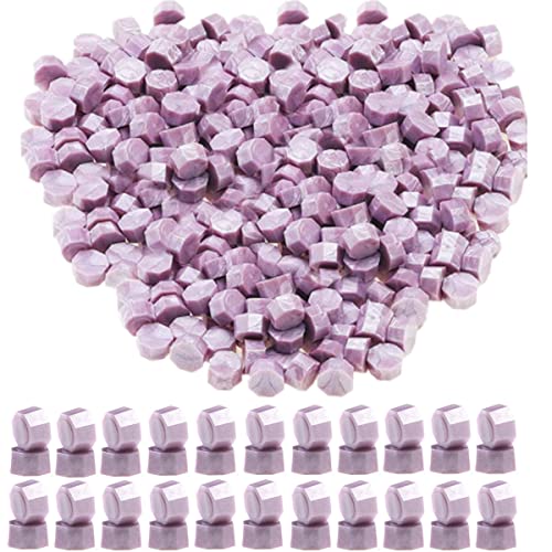 Wax Seal Beads, ONWINPOR 300 Pieces Octagon Pearl Purple Sealing Wax Beads for Letters, Cards, Wedding Invitations, Wine Package, Gift Wrapping, Christmas Card (Pearl Purple)