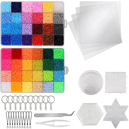 Feelmate Mini Fuse Beads Kit 26,000 pcs 48 Colors 2.6mm Tiny Fuse Beads Kit Iron Beading Craft Set, Including 4 Pegboards 4 Ironing Paper & 2 Tweezers for Christmas Birthday Gift for Kids