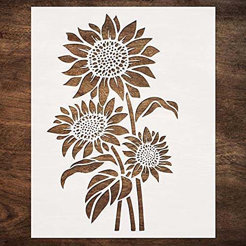 DLY LIFESTYLE Large Sunflower Stencil (12x15 Inches) - Reusable Sun Flower Stencils for Painting on Wood, Canvas, Paper, Fabric, Wall, Furniture - DIY Template for Art and Crafts