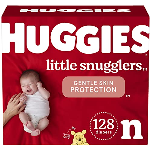 Baby Diapers Size Newborn (up to 10 lbs), 128ct, Huggies Little Snugglers