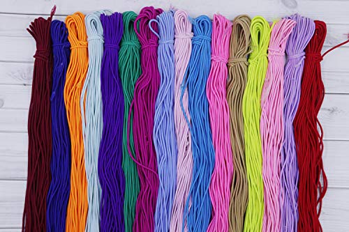 YYCRAFT 30 Yards Heavy Stretch Round String Elastic Cord for Mask String 1/8-Inch (3mm) Mix Color