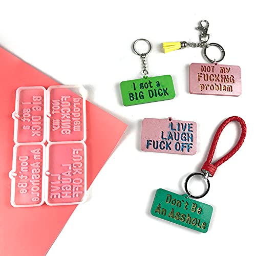 Swear Words Keychain Resin Mold,2 Pcs Silicone Molds Set for Making Bad Words Venting Slogan Key Ring Decoration Gifts, DJ1120