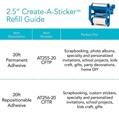 Xyron Permanent Adhesive Refill for Create-A-Sticker Mini, 2.5" x 20', Refill Cartridge (AT255-20CFTP)