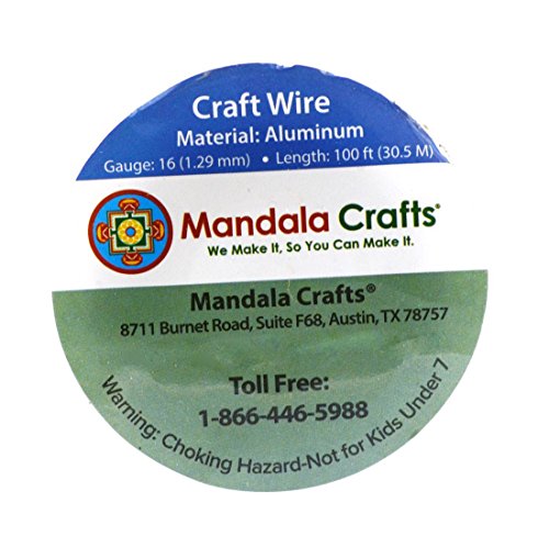 Mandala Crafts Anodized Aluminum Wire for Sculpting, Armature, Jewelry Making, Gem Metal Wrap, Garden, Colored and Soft, 1 Roll(16 Gauge, Ice Blue)