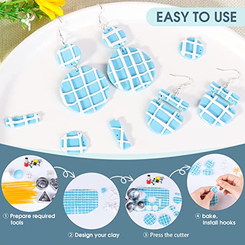 Polymer Clay Earrings Making Kit with 32pcs Polymer Clay Cutters, 24pcs Oven Bake Clay, 30 Set Earring Rings&Hooks for Earrings Making, Clay Earring Jewelry Making Kit for Beginner