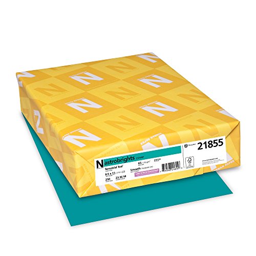 Wausau Astrobrights Colored Cardstock, 8.5” x 11”, 65 lb/176 GSM, Terrestrial Teal, 250 Sheets (21855)