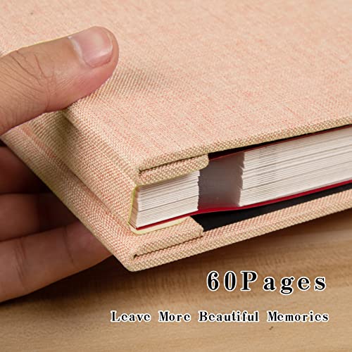 Spbapr Large Photo Album Self Adhesive Linen Cover Magnetic Scrapbook Album DIY Scrap Book 60 Black Sticky Pages for 3x5 4x6 5x7 8x10 Pictures with A Metal Pen