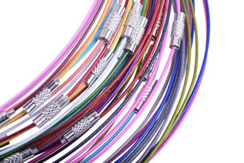 KONMAY 50pcs 18'' Charms Mix-color Memory Wire Necklace Choker-- 20 Colors Assorted