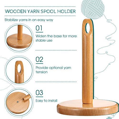 Wood Yarn Holder for Knitting Crochet Wooden Frame with Hole in The Middle, Prevent Yarn Tangling, Winding and Dispensing Accessories, Presents for Craft Lovers