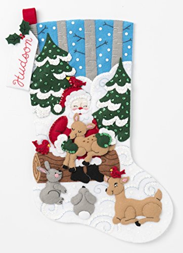 Bucilla Santa's Forest Family Kit Stocking, multi