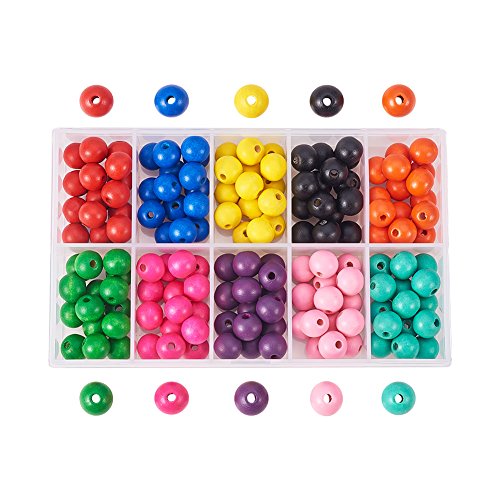 PH PandaHall 150pcs 12mm Dyed Wood Beads 10 Colors Wood Craft Beads Round Wood Ball Loose Spacer Bead for DIY Jewelry Craft Making Home Decoration Macrame Christmas Tree Farmhouse Garland Decoration