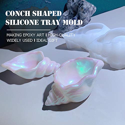 2PCS Silicone Conch Shaped Tray Mold Creative Sea Snail Epoxy Resin Casting Mold for Making Jewelry Tray Dishes Storage Home Decor Resin Crafts Art Supplies Ideal Gift