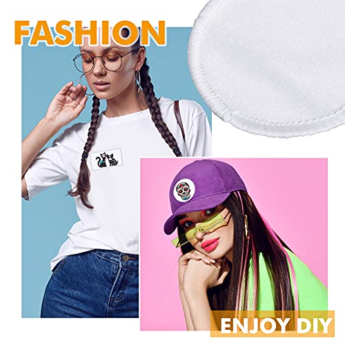 30 Pieces Sublimation Patches Fabric Iron-on Blank Patches 3 Shapes Repair Patches Sublimation Blank Hat Patch for DIY Crafts, Caps Clothes Shoes Bags Backpacks Uniforms (White Frame)