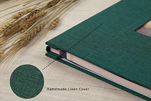 potricher Large Photo Album Self Adhesive 3x5 4x6 5x7 8x10 Pictures Linen Cover 40 Blank Pages Magnetic DIY Scrapbook Album with A Metallic Pen (Dark Green)