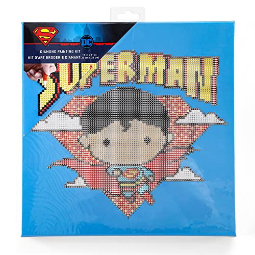 Superman Dots Box Diamond Painting Art Kit Round Drill Picture Art Craft Home Ready to Hang Wall Decor 11”x11”x1”