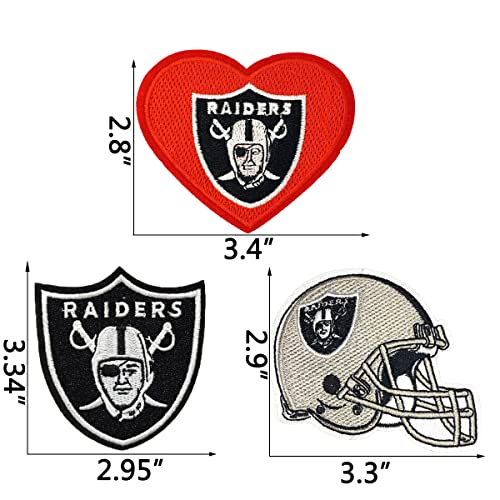 LIDEV 3Pcs Rugby Fans' Favorite Team Logo, Helmet Logo and Heart Logo Embroidery Patches DIY Motif Iron On Or Sew On Patches Appliques for Jeans Jackets Clothes Backpacks