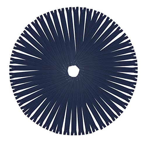 Navy Blue Nylon Invisible Zipper for Sewing, 20 Inch Bulk Hidden Zipper Supplies; by Mandala Crafts