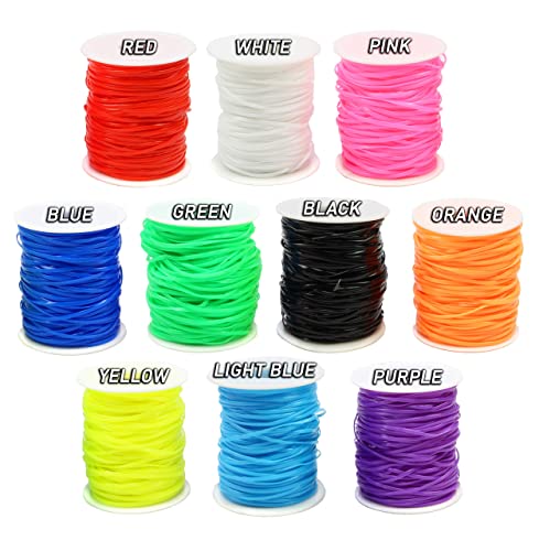Plastic Lacing Cord - Lanyard String for Kids and Adults in Assorted Colors - 10 Rolls Gimp String for Crafts, Jewelry Making, Bracelets, Keychains (100 Yards)
