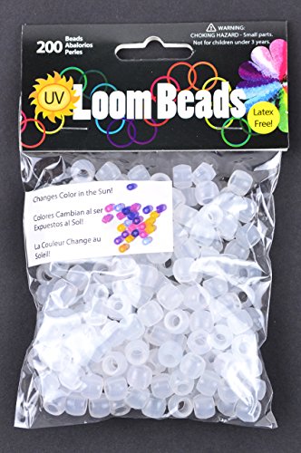 Midwest Design Imports 200-Piece Loom Bands UV Changing Pony Bead Assortment, Changes Color in The Sun