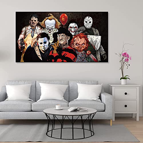 Halloween Diamond Painting Kits for Adults,5D Full Round Diamond Halloween Clown Diamond Art Kit, Large Dots Diamond Painting for Beginners, DIY Beads for Home Wall Decor, 27.5" x 15"