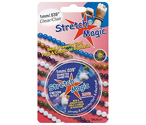 Stretch Magic Bead & Jewelry Cord - Strong & Stretchy, Easy to Knot - Clear Color - 0.6mm diameter - 10-meter (32.8 ft) spool - Elastic String for making beaded jewelry