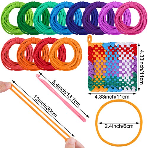 Aodaer 288 Pieces Loom Potholder Loops Weaving Loom Loops Weaving Craft Loops Refill Elastic Potholder Loops with Multiple Colors for DIY Crafts Supplies, Compatible with 7 Inch Weaving Loom