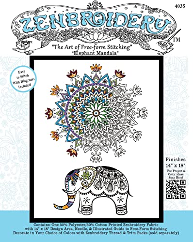 Design Works Crafts Elephant Mandala Zenbroidery Kit