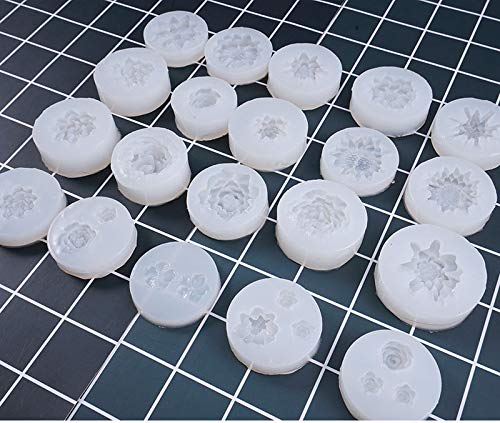 Yalulu 20pcs 3D Crystal Flower Rose Silicone Resin Molds Jewelry Pendants Mould Necklace Making Tool