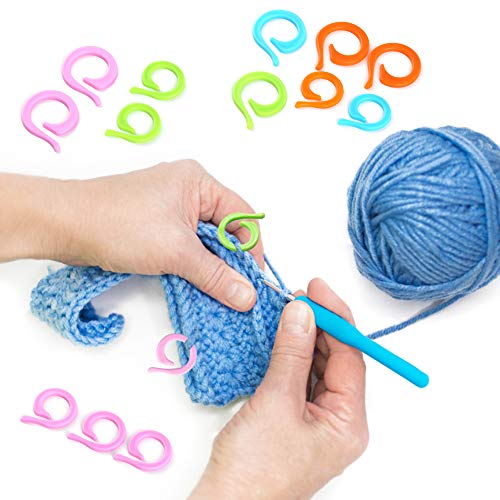 Knitting Crochet Markers with Plastic Box, 20 Pcs Small + 20 Pcs Large Stitch Marker Ring, Sewing Accessories for DIY and Handmade Crafts