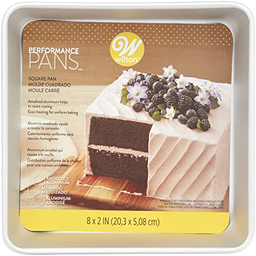 Wilton Performance Aluminum Square Cake and Brownie Pan, 8-Inch, 8, Silver