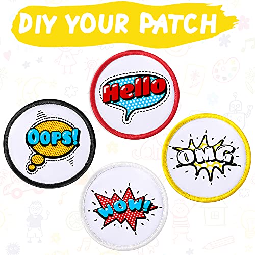 40 Pieces Sublimation Patch Round Blank Patch Fabric Iron-on Blank Patch Heat Transfer Repair Patch Sublimation Blank Fabric Repair Patch for Clothes, Hats, Uniforms, Backpacks, Shoes