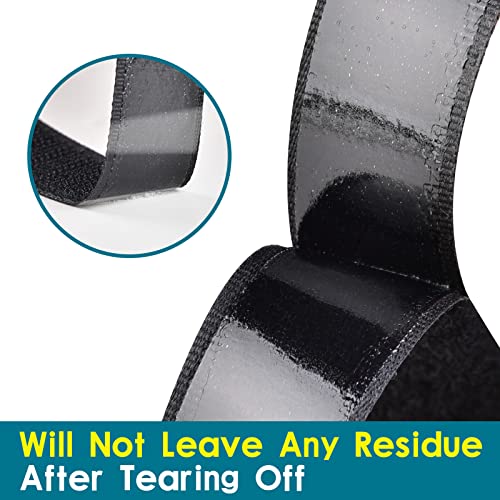 3/4 Inch x 82 Feet / 25m Black Self Adhesive Hook and Loop Tape Sticky Back Fastening Roll, Nylon Self-Adhesive Heavy Duty Strips Fastener for Home Office School Car and Crafting Organization - Black