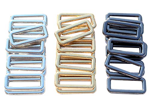 DGOL 30pcs 1 inch Thin Belt Bag Die Cast Rectangle Ring Buckles Webbing Strap Loops Adjuster Square Buckle in 3 Color