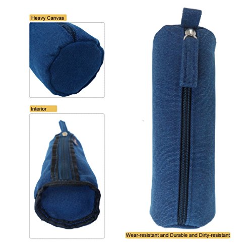 Enyuwlcm Heavy Canvas Stationery Portable Simple Pencil Bag and Practical Durable Compact Zipper Pencil Case 1 Pack Blue