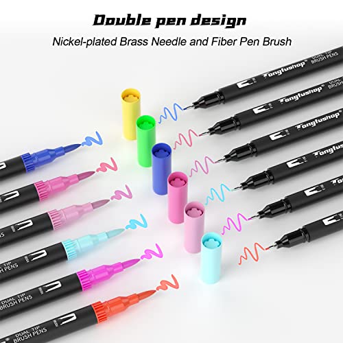 Tongfushop 60 Dual Tip Markers Brush Pens for Coloring, Art