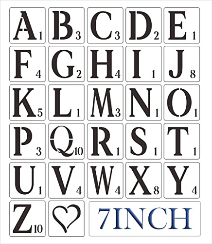 7 Inch Alphabet Stencils for Painting,Letter Stencils Large Stencil Letters Flexible Number Stencils for Painting on Wood Wall Porch