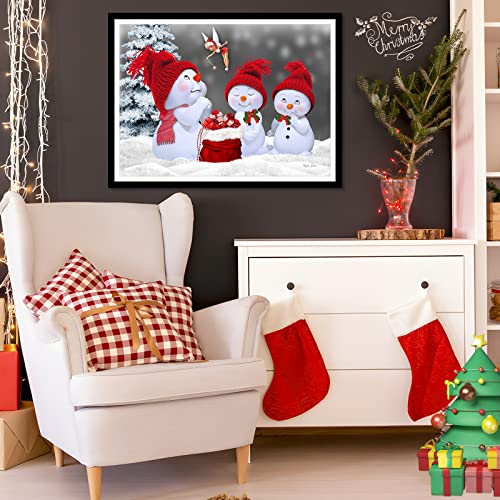 MXJSUA Christmas Snowman Diamond Painting Kits for Adults Beginners Round Full Drill 5D DIY Christmas Gift Presents Diamond Art Kits Three Cute Snowmen Diamond Painting Kits Art Decor 11.8x15.7 inch