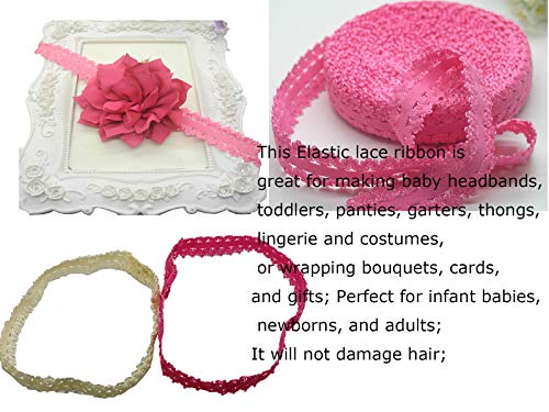 JESEPColored Elastic Lace Trim Picot Elastic Stretch Ribbon Soft Frilly Elastic Trim for Baby and Girls Headbands, Sewing, Lingerie,Thongs and DIY Crafts and Sewing 80 Yards 3/4"(20mm) JSP07