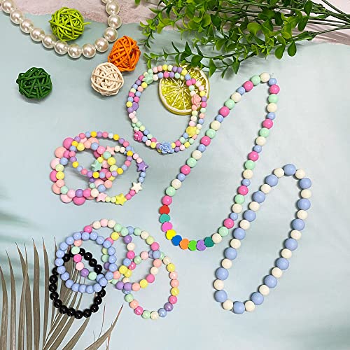 Jmassyang 500 Pieces 8mm Candy Color Acrylic Round Plastic Pastel Beads Assorted Candy Color Mix Rainbow Smooth Loose Beads Spacer for Jewelry Making Bracelets Necklaces DIY Crafts
