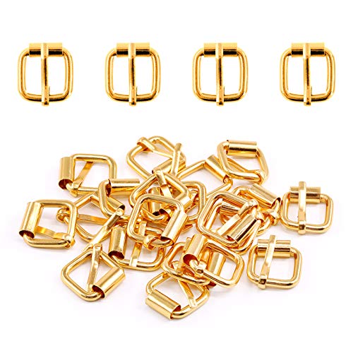 Swpeet 60Pcs Heavy Duty 1/2 Inch - 13mm Gold Multi-Purpose Metal Roller Buckles Metal Rings for Belts Hardware Bags Ring Hand DIY Accessories Keychains Belts and Dog Leash (Gold, 1/2 Inch)