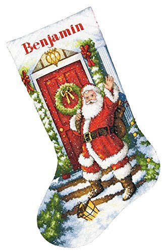 Dimensions Gold Collection Counted Cross Stitch 'Welcome Santa' Personalized Christmas Stocking Kit, 18 Count White Aida, 16''
