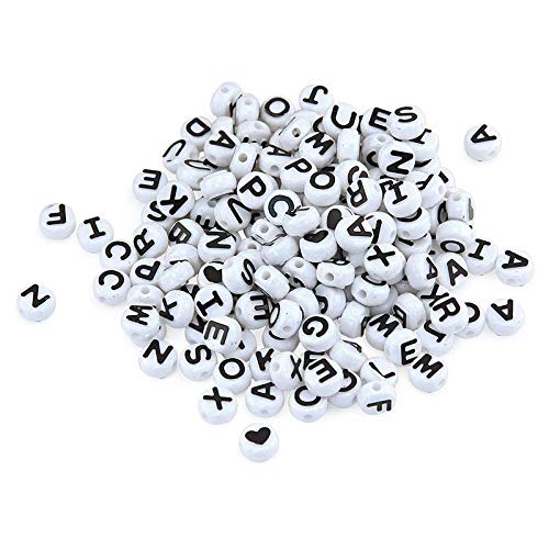 Hygloss Products ABC Plastic Beads for Arts & Crafts-Personalize Jewelry, Keychains & More-Pack of 80, Black and White