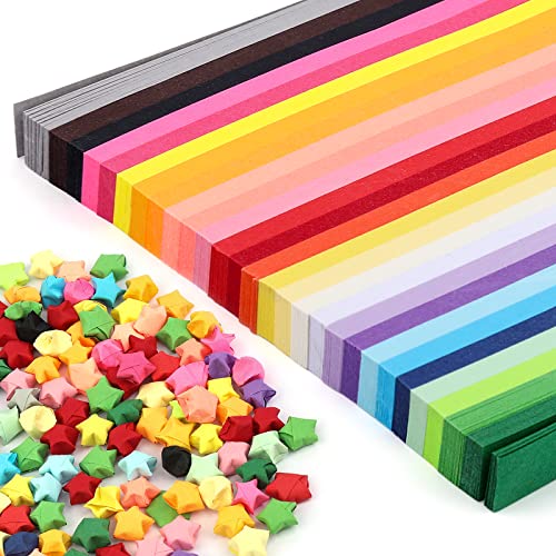 1030 Sheets Star Origami Paper 27 Assortment Color Star Paper Strip Double Sided Origami Stars Paper Solid Color Lucky Star Decoration Paper Strips DIY Hand Art Crafts