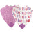 Nuby Reversible 100% Natural Cotton Muslin 3 Piece Teething Bib, Pink, Aqua, Purple, Flower, Butterfly, Stripes, Girl, 3 Count