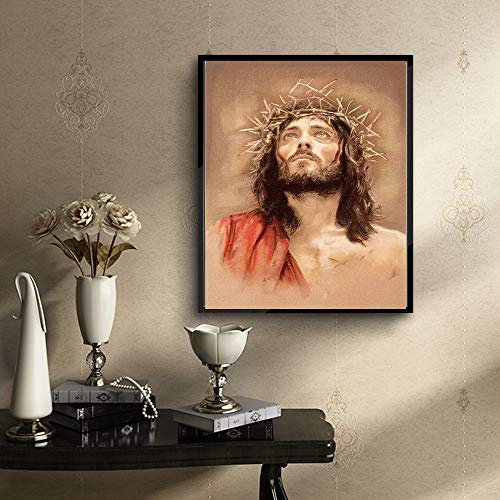 DIY 5D Diamond Painting by Number Kits, Full Drill Crystal Rhinestone Embroidery Pictures Arts Craft for Home Wall Decoration Religious Figure - 11.8×15.7Inches