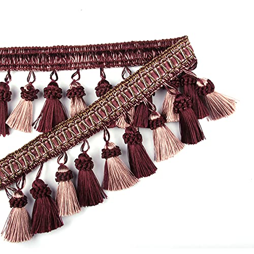 Fenghuangwu 6.5 Yard Handmade Tassel Fringe Trim, 8Cm/3.15Inch Diameter Hand Knitting Tassel Fringing Trimmings for DIY, Decor,Curtain Tablecloth Home Decoration-Purple